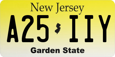 NJ license plate A25IIY