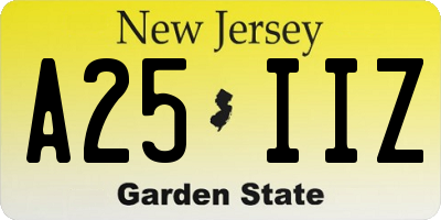 NJ license plate A25IIZ