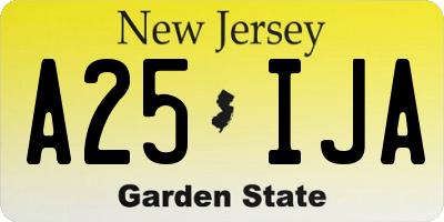NJ license plate A25IJA