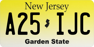 NJ license plate A25IJC