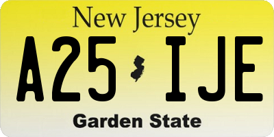 NJ license plate A25IJE