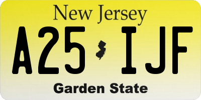 NJ license plate A25IJF