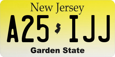 NJ license plate A25IJJ