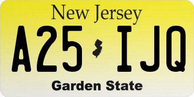NJ license plate A25IJQ