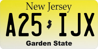 NJ license plate A25IJX