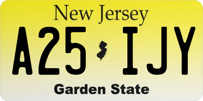 NJ license plate A25IJY