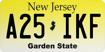 NJ license plate A25IKF