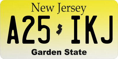 NJ license plate A25IKJ