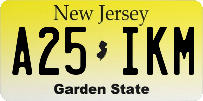 NJ license plate A25IKM