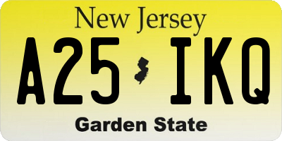 NJ license plate A25IKQ