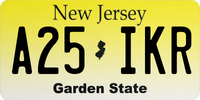 NJ license plate A25IKR