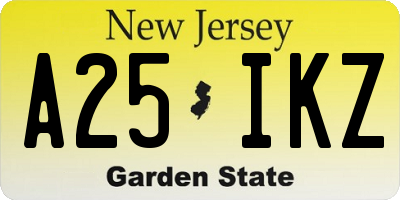 NJ license plate A25IKZ
