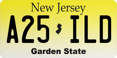 NJ license plate A25ILD