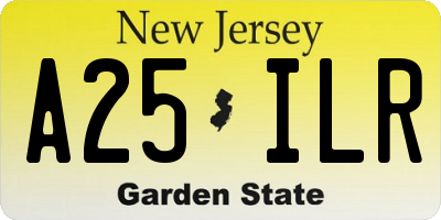 NJ license plate A25ILR