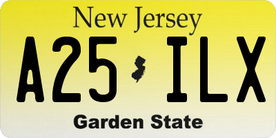 NJ license plate A25ILX