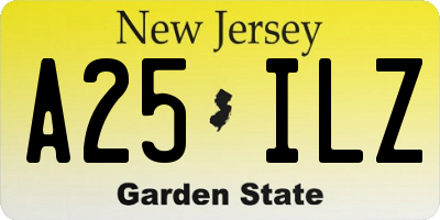 NJ license plate A25ILZ