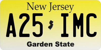 NJ license plate A25IMC