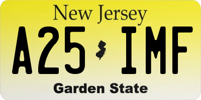 NJ license plate A25IMF