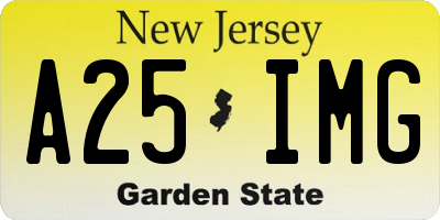 NJ license plate A25IMG