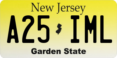 NJ license plate A25IML