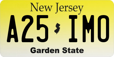 NJ license plate A25IMO