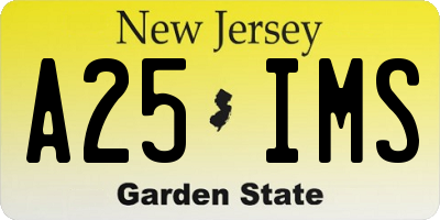 NJ license plate A25IMS