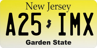 NJ license plate A25IMX
