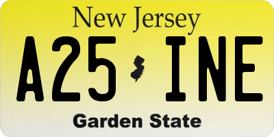NJ license plate A25INE