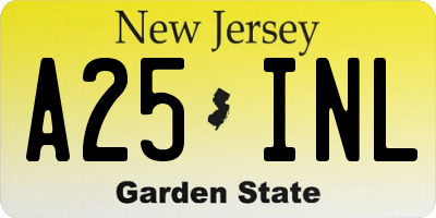 NJ license plate A25INL