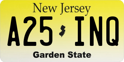 NJ license plate A25INQ