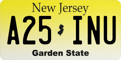 NJ license plate A25INU