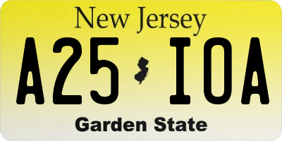 NJ license plate A25IOA
