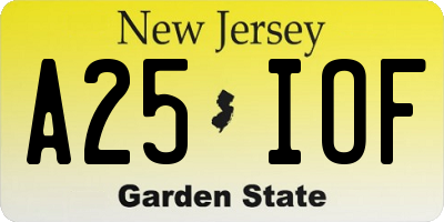 NJ license plate A25IOF