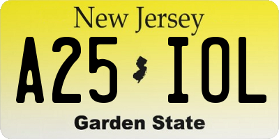 NJ license plate A25IOL