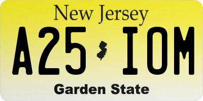 NJ license plate A25IOM