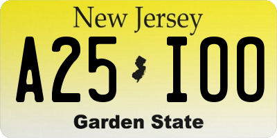 NJ license plate A25IOO