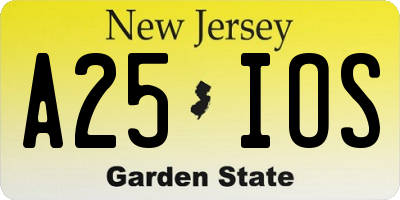 NJ license plate A25IOS