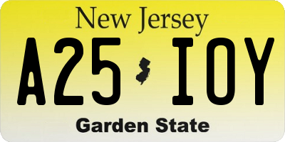 NJ license plate A25IOY