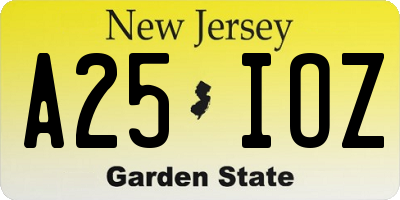 NJ license plate A25IOZ