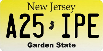 NJ license plate A25IPE