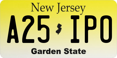 NJ license plate A25IPO