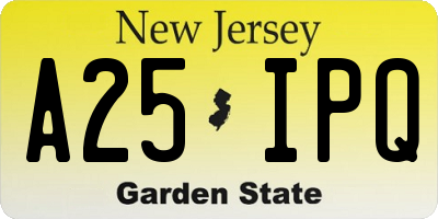 NJ license plate A25IPQ