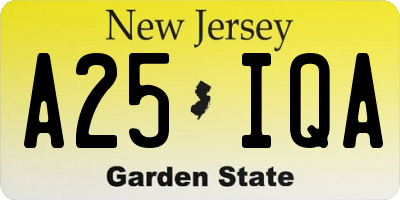 NJ license plate A25IQA