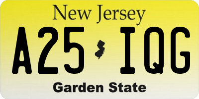 NJ license plate A25IQG