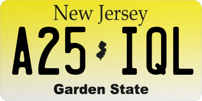 NJ license plate A25IQL