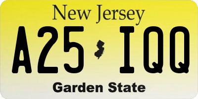 NJ license plate A25IQQ