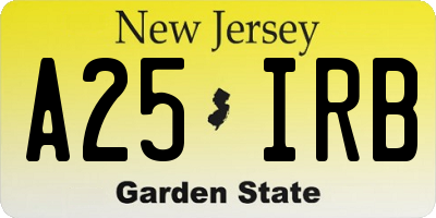 NJ license plate A25IRB