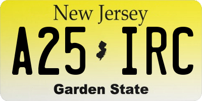 NJ license plate A25IRC