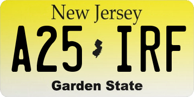 NJ license plate A25IRF