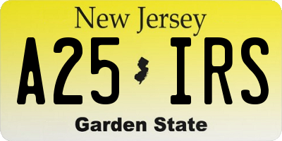 NJ license plate A25IRS
